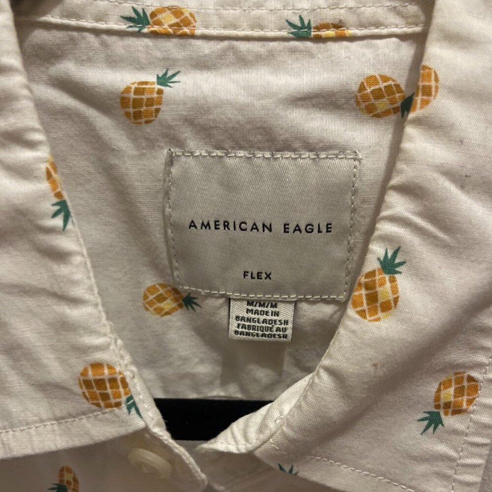 American Eagle Pineapple Short Sleeve Button Down